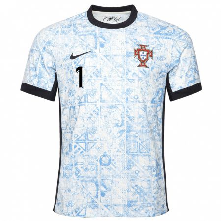 Kandiny Mujer Camiseta Portugal Celton Biai #1 Crema Azul 2ª Equipación 24-26 La Camisa Chile