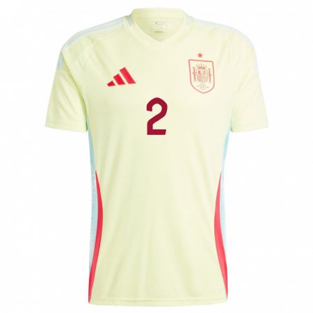 Kandiny Mujer Camiseta España Cesar Azpilicueta #2 Amarillo 2ª Equipación 24-26 La Camisa Chile