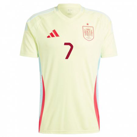 Kandiny Mujer Camiseta España Fabio Blanco #7 Amarillo 2ª Equipación 24-26 La Camisa Chile