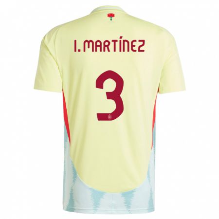 Kandiny Mujer Camiseta España Inigo Martinez #3 Amarillo 2ª Equipación 24-26 La Camisa Chile