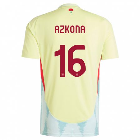 Kandiny Mujer Camiseta España Ane Azkona #16 Amarillo 2ª Equipación 24-26 La Camisa Chile