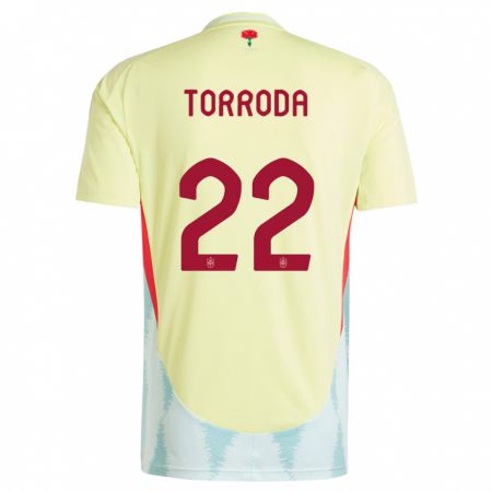 Kandiny Mujer Camiseta España Anna Torroda #22 Amarillo 2ª Equipación 24-26 La Camisa Chile