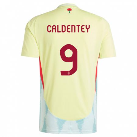 Kandiny Mujer Camiseta España Mariona Caldentey #9 Amarillo 2ª Equipación 24-26 La Camisa Chile