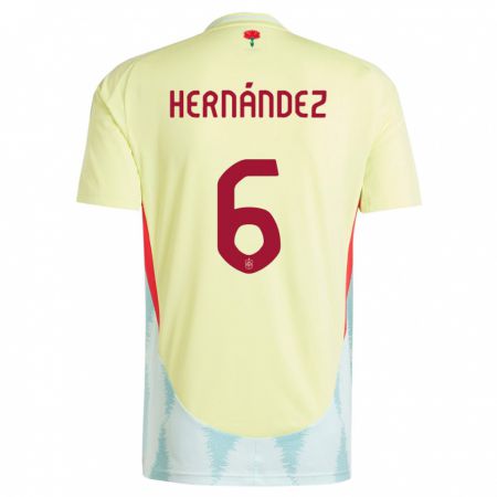 Kandiny Mujer Camiseta España Gerard Hernandez #6 Amarillo 2ª Equipación 24-26 La Camisa Chile