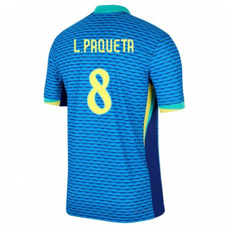 Kandiny Mujer Camiseta Brasil Lucas Paqueta #8 Azul 2ª Equipación 24-26 La Camisa Chile