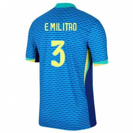 Kandiny Mujer Camiseta Brasil Eder Militao #3 Azul 2ª Equipación 24-26 La Camisa Chile