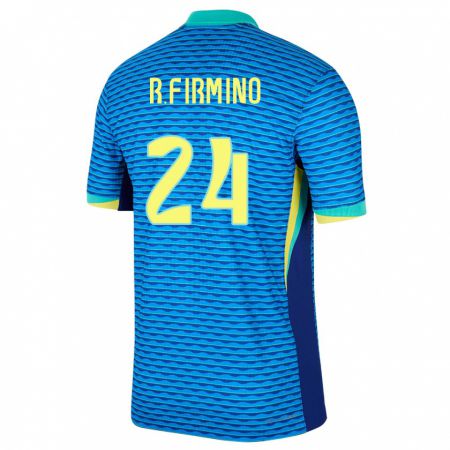 Kandiny Mujer Camiseta Brasil Roberto Firmino #24 Azul 2ª Equipación 24-26 La Camisa Chile