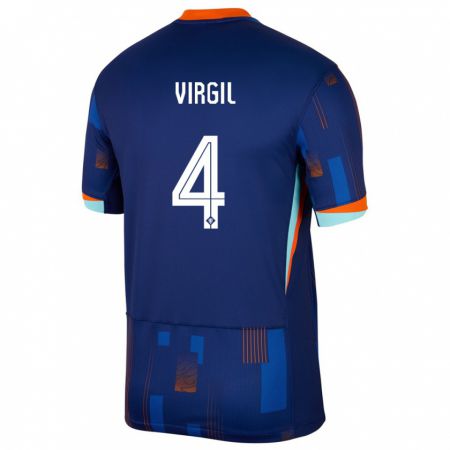 Kandiny Mujer Camiseta Países Bajos Virgil Van Dijk #4 Azul 2ª Equipación 24-26 La Camisa Chile