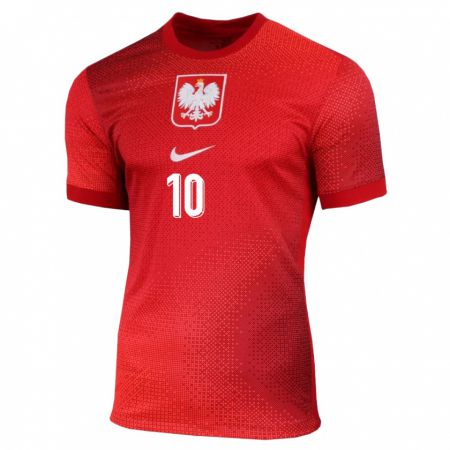 Kandiny Mujer Camiseta Polonia Mateusz Skoczylas #10 Rojo 2ª Equipación 24-26 La Camisa Chile