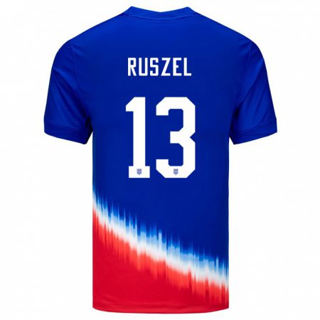 Kandiny Mujer Camiseta Estados Unidos Marcel Ruszel #13 Azul 2ª Equipación 24-26 La Camisa Chile