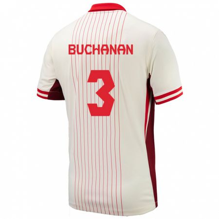 Kandiny Mujer Camiseta Canadá Kadeisha Buchanan #3 Blanco 2ª Equipación 24-26 La Camisa Chile