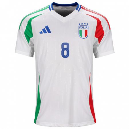 Kandiny Mujer Camiseta Italia Luca Di Maggio #8 Blanco 2ª Equipación 24-26 La Camisa Chile