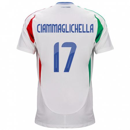 Kandiny Mujer Camiseta Italia Aaron Ciammaglichella #17 Blanco 2ª Equipación 24-26 La Camisa Chile