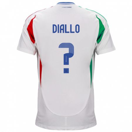 Kandiny Mujer Camiseta Italia Djibril Diallo #0 Blanco 2ª Equipación 24-26 La Camisa Chile