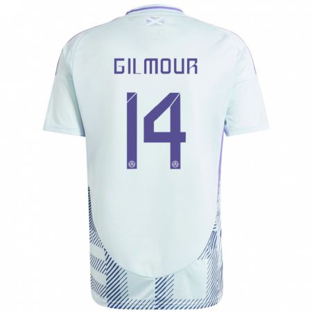 Kandiny Mujer Camiseta Escocia Billy Gilmour #14 Azul Menta Claro 2ª Equipación 24-26 La Camisa Chile