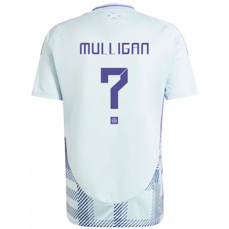 Kandiny Mujer Camiseta Escocia Josh Mulligan #0 Azul Menta Claro 2ª Equipación 24-26 La Camisa Chile