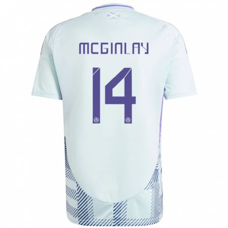 Kandiny Mujer Camiseta Escocia Aiden Mcginlay #14 Azul Menta Claro 2ª Equipación 24-26 La Camisa Chile