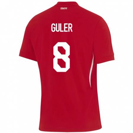 Kandiny Mujer Camiseta Turquía Arda Güler #8 Rojo 2ª Equipación 24-26 La Camisa Chile