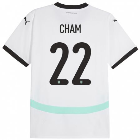 Kandiny Mujer Camiseta Austria Muhammed Cham #22 Blanco 2ª Equipación 24-26 La Camisa Chile