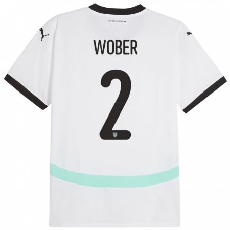 Kandiny Mujer Camiseta Austria Maximilian Wöber #2 Blanco 2ª Equipación 24-26 La Camisa Chile