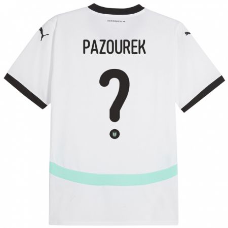 Kandiny Mujer Camiseta Austria Luca Pazourek #0 Blanco 2ª Equipación 24-26 La Camisa Chile