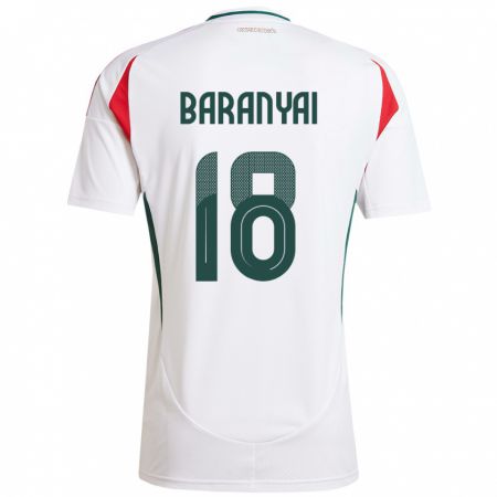 Kandiny Mujer Camiseta Hungría Nimród Baranyai #18 Blanco 2ª Equipación 24-26 La Camisa Chile