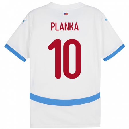 Kandiny Mujer Camiseta Chequia David Planka #10 Blanco 2ª Equipación 24-26 La Camisa Chile