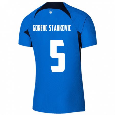 Kandiny Mujer Camiseta Eslovenia Jon Gorenc Stankovic #5 Azul 2ª Equipación 24-26 La Camisa Chile