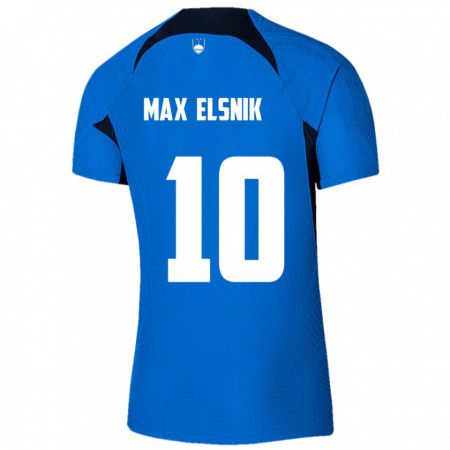 Kandiny Mujer Camiseta Eslovenia Timi Max Elsnik #10 Azul 2ª Equipación 24-26 La Camisa Chile