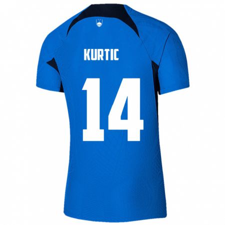 Kandiny Mujer Camiseta Eslovenia Jasmin Kurtic #14 Azul 2ª Equipación 24-26 La Camisa Chile