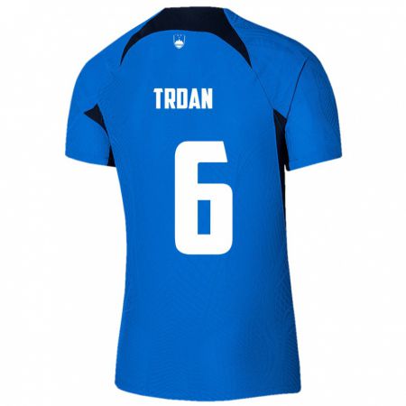 Kandiny Mujer Camiseta Eslovenia Miha Trdan #6 Azul 2ª Equipación 24-26 La Camisa Chile