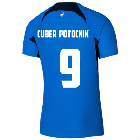 Kandiny Mujer Camiseta Eslovenia Jaka Cuber Potocnik #9 Azul 2ª Equipación 24-26 La Camisa Chile