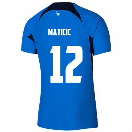 Kandiny Mujer Camiseta Eslovenia Benjamin Maticic #12 Azul 2ª Equipación 24-26 La Camisa Chile