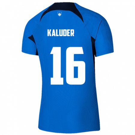 Kandiny Mujer Camiseta Eslovenia Grega Kaluder #16 Azul 2ª Equipación 24-26 La Camisa Chile