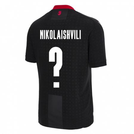 Kandiny Mujer Camiseta Georgia Giorgi Nikolaishvili #0 Negro 2ª Equipación 24-26 La Camisa Chile