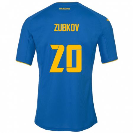 Kandiny Mujer Camiseta Ucrania Oleksandr Zubkov #20 Azul 2ª Equipación 24-26 La Camisa Chile