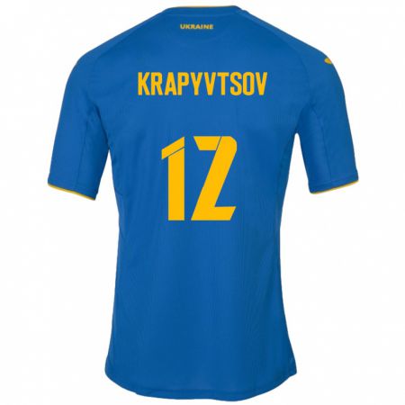 Kandiny Mujer Camiseta Ucrania Vladyslav Krapyvtsov #12 Azul 2ª Equipación 24-26 La Camisa Chile
