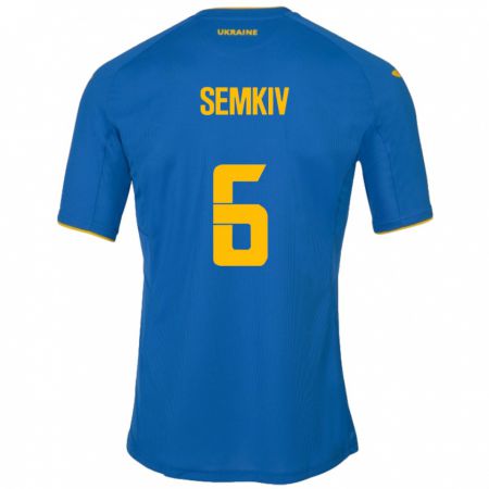 Kandiny Mujer Camiseta Ucrania Dayana Semkiv #6 Azul 2ª Equipación 24-26 La Camisa Chile