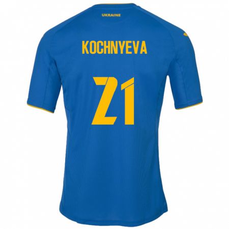 Kandiny Mujer Camiseta Ucrania Iryna Kochnyeva #21 Azul 2ª Equipación 24-26 La Camisa Chile