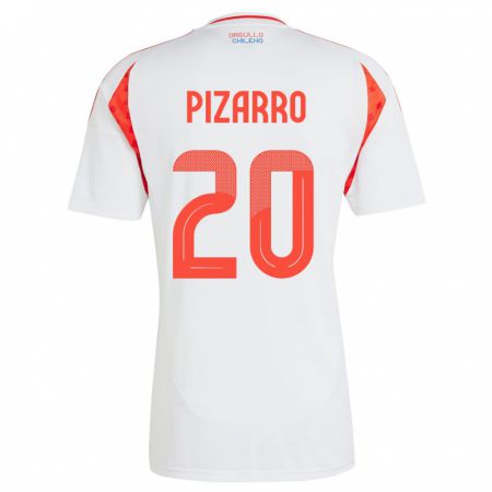Kandiny Mujer Camiseta Chile Damián Pizarro #20 Blanco 2ª Equipación 24-26 La Camisa Chile