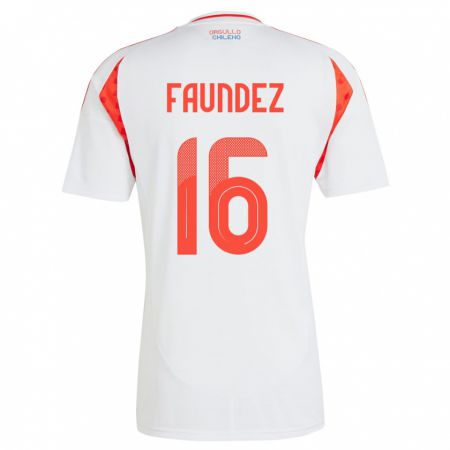 Kandiny Mujer Camiseta Chile Felipe Faúndez #16 Blanco 2ª Equipación 24-26 La Camisa Chile