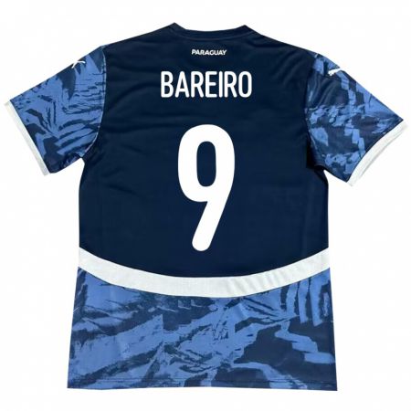 Kandiny Mujer Camiseta Paraguay Adam Bareiro #9 Azul 2ª Equipación 24-26 La Camisa Chile