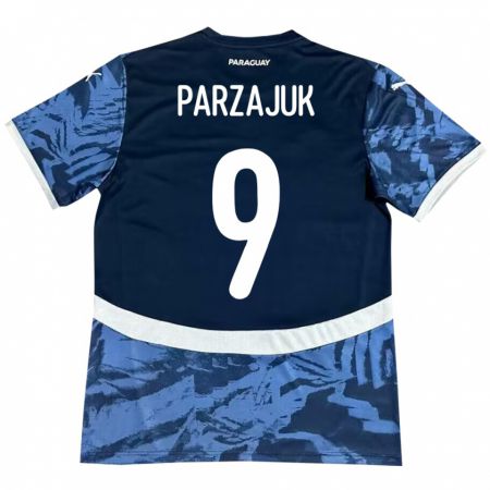 Kandiny Mujer Camiseta Paraguay Kevin Parzajuk #9 Azul 2ª Equipación 24-26 La Camisa Chile