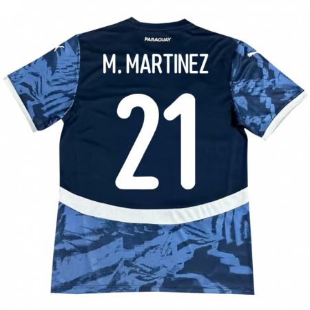 Kandiny Mujer Camiseta Paraguay María Martínez #21 Azul 2ª Equipación 24-26 La Camisa Chile