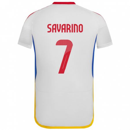 Kandiny Mujer Camiseta Venezuela Jefferson Savarino #7 Blanco 2ª Equipación 24-26 La Camisa Chile