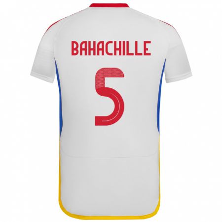 Kandiny Mujer Camiseta Venezuela Abraham Bahachille #5 Blanco 2ª Equipación 24-26 La Camisa Chile