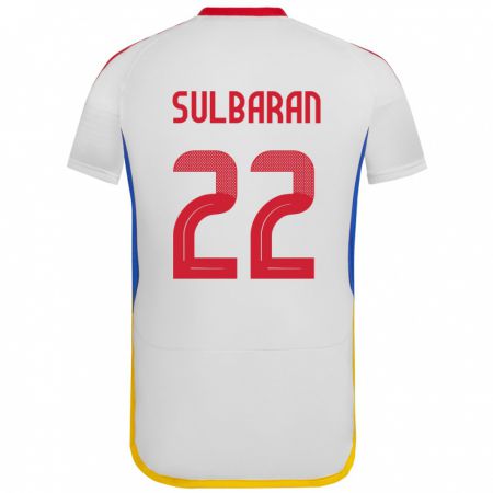 Kandiny Mujer Camiseta Venezuela Manuel Sulbarán #22 Blanco 2ª Equipación 24-26 La Camisa Chile