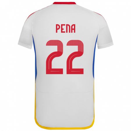 Kandiny Mujer Camiseta Venezuela Lewuis Peña #22 Blanco 2ª Equipación 24-26 La Camisa Chile