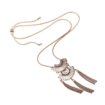 Kandiny - Diamond folding fan fringed long sweater Necklace