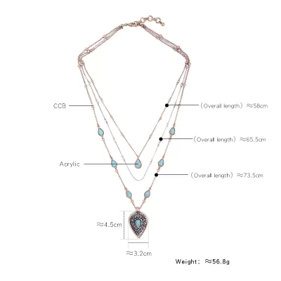 Kandiny - Geometric multi-layer natural stone simple Necklace